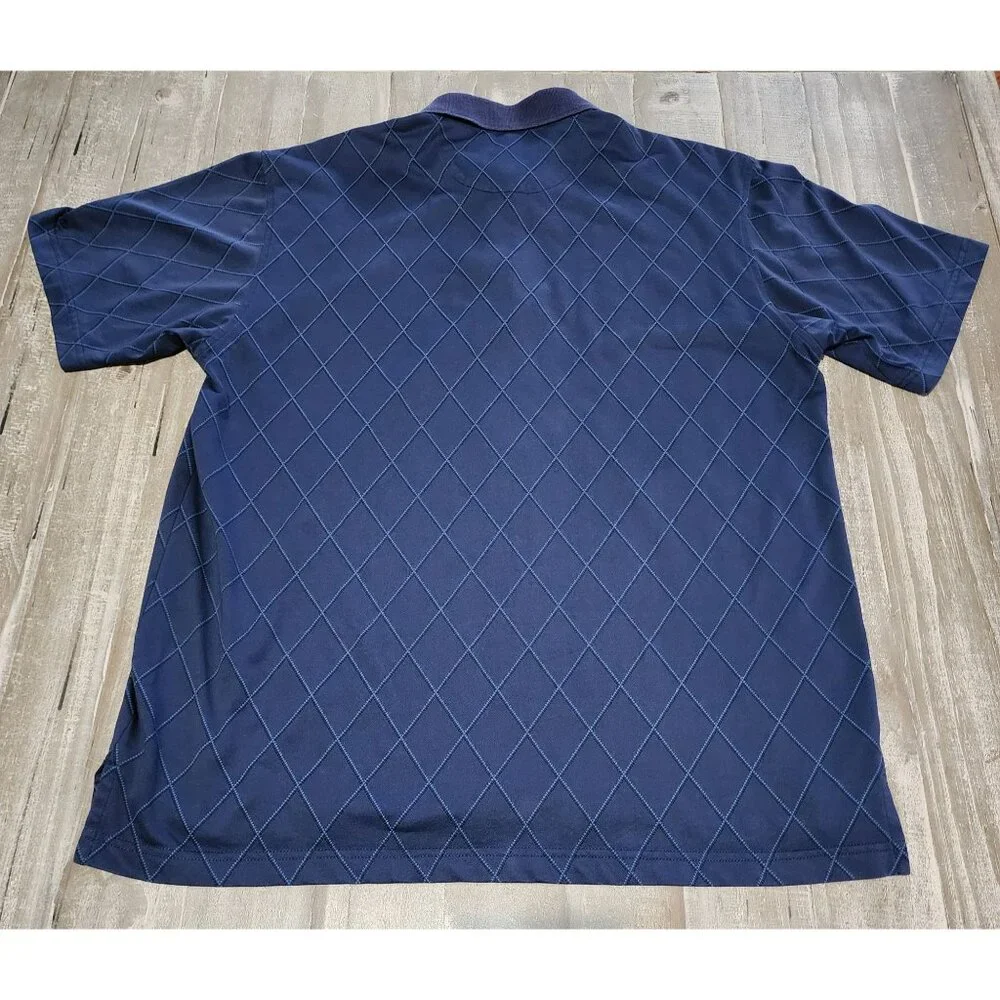 Izod Golf Blue Argyle Mens Short Sleeve Polo Shirt Large Collard Casual‎ Wear